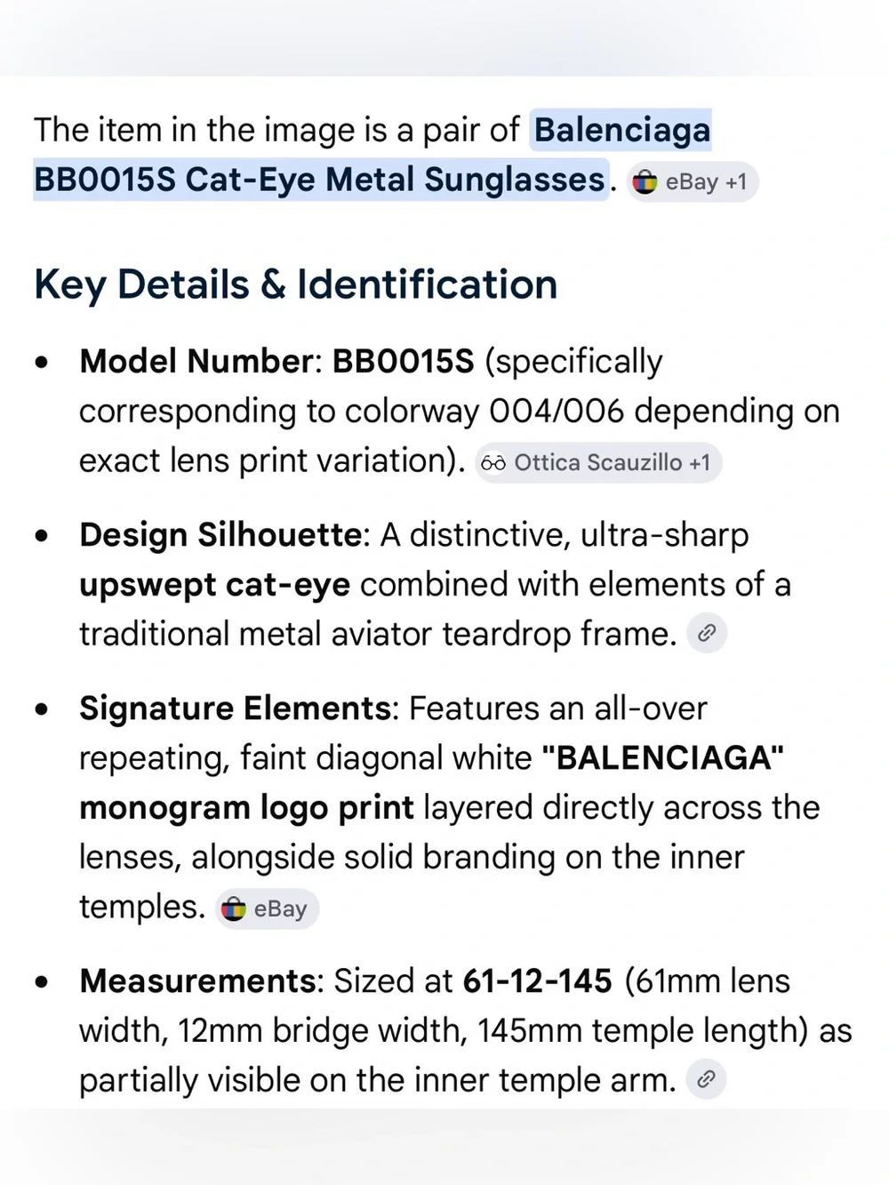 Balenciaga Clear Black Rimless Cat-Eye Sunglasses